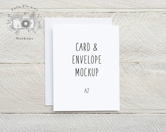 Erin Plewes Mockups A2 Card Mockup White Envelope, Thank You Card Mock Up for Rustic Wedding, Greeting Card Flat Lay, Jpeg Instant Digital Download
