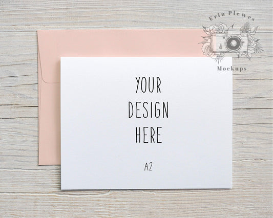 Erin Plewes Mockups A2 Card Mockup with Pink Envelope Landscape, Digital Download