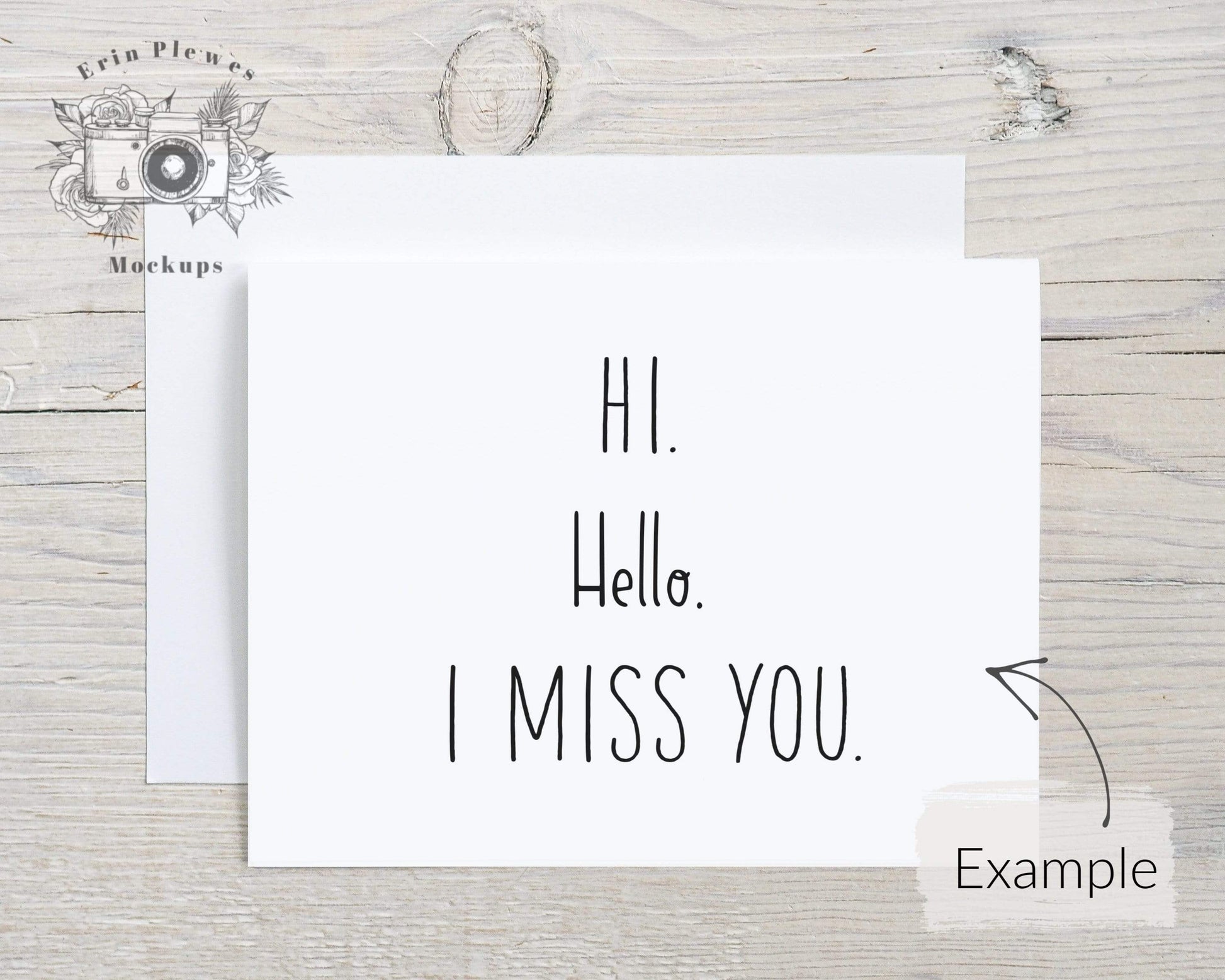 Erin Plewes Mockups A2 card mockup with white envelope, Invitation mock-up on rustic white washed wood, Jpeg Instant Digital Download Template