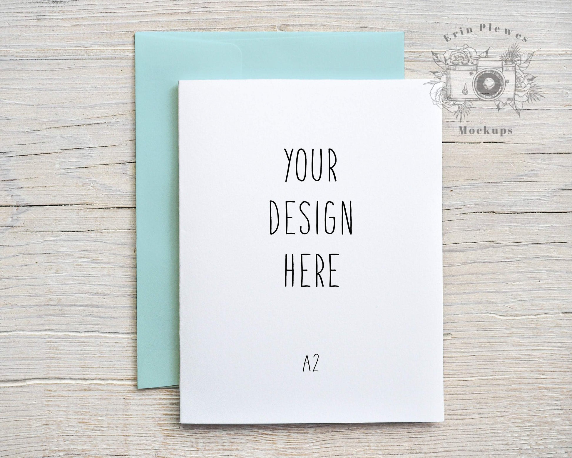Erin Plewes Mockups A2 Greeting card mockup with blue envelope, Thank you card mock-up, Rustic wedding invitation lifestyle photo, Jpeg Instant Digital Download