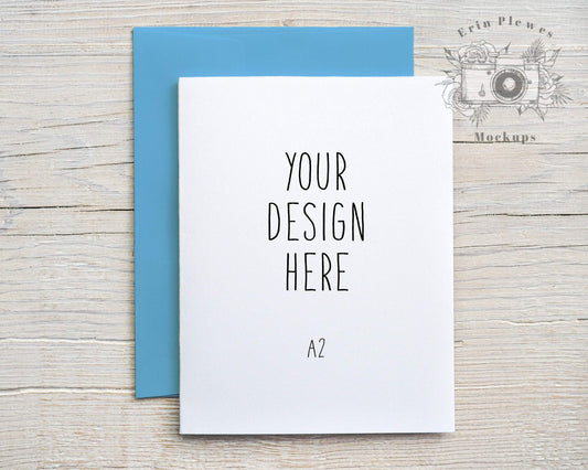 Erin Plewes Mockups A2 Greeting card mockup with bright blue envelope, Thank you card mock-up, Birthday card envelope mock up, Jpeg Instant Digital Download