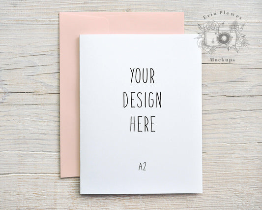 Erin Plewes Mockups A2 Greeting Card Mockup with Pink Envelope, Digital Download