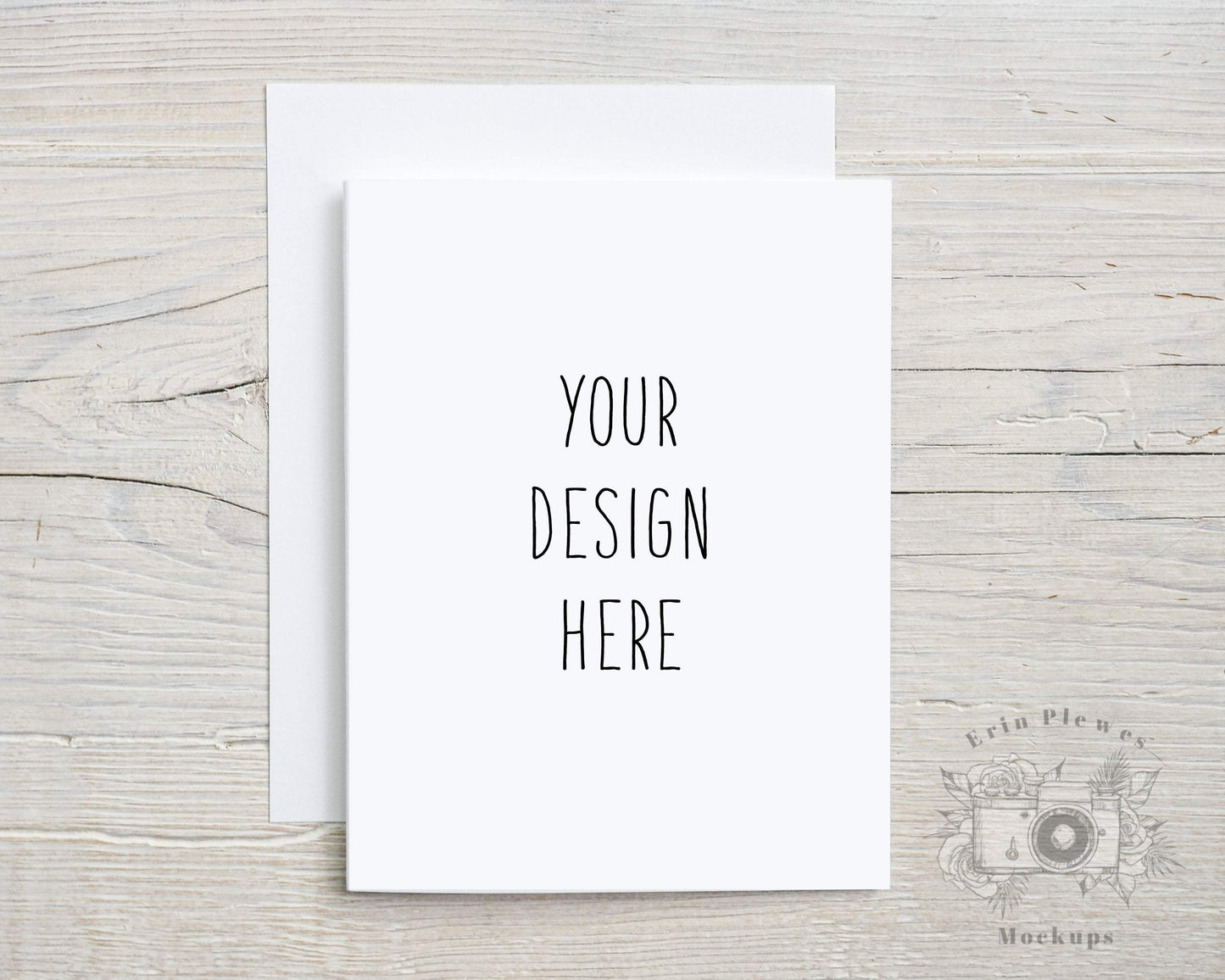 Erin Plewes Mockups A2 Greeting card mockup with white envelope, Thank you card mock-up for rustic wedding and lifestyle photo, Jpeg Instant Digital Download