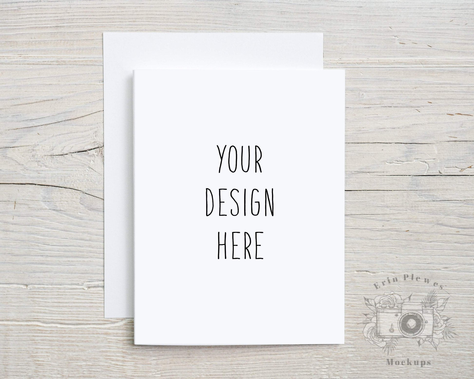 Erin Plewes Mockups A2 Greeting card mockup with white envelope, Thank you card mock-up for rustic wedding and lifestyle photo, Jpeg Instant Digital Download
