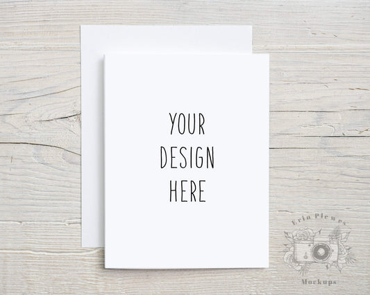 Erin Plewes Mockups A2 Greeting card mockup with white envelope, Thank you card mock-up for rustic wedding and lifestyle photo, Jpeg Instant Digital Download