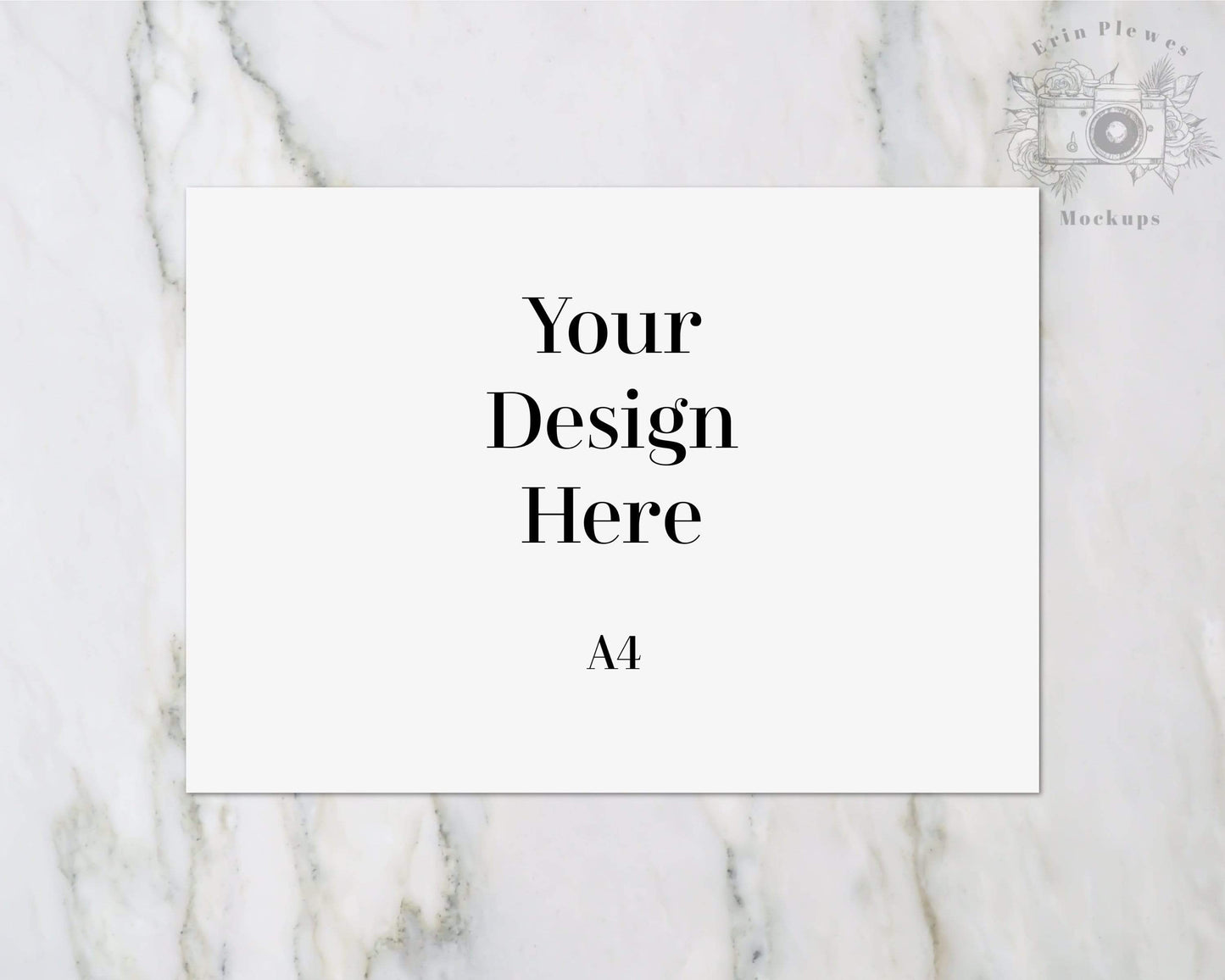 Erin Plewes Mockups A4 Print Mockup, Horizontal poster mockup on marble, Paper flat lay mock up Jpeg Instant Digital Download