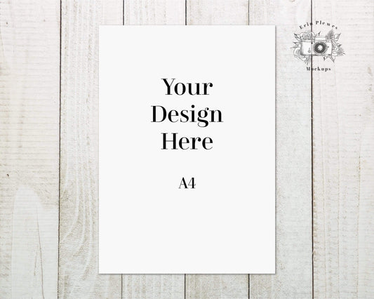 Erin Plewes Mockups A4 Print Mockup, Poster mockup on white farmhouse style white boards rustic wood, Minimal mock up, Jpeg Instant Digital Download