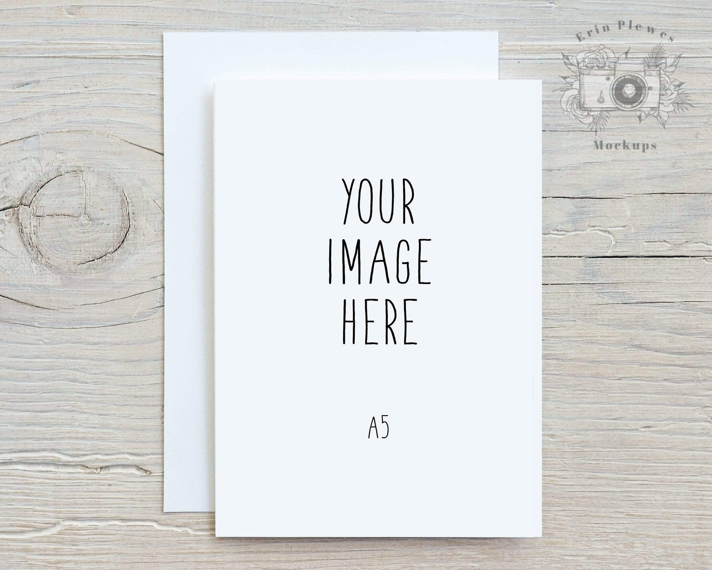 Erin Plewes Mockups A5 Greeting card mockup with white envelope, Thank you card mock-up for rustic wedding and lifestyle photo, Jpeg Instant Digital Download