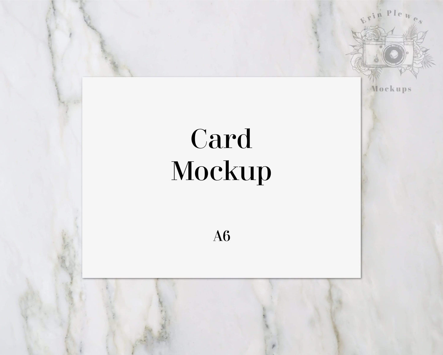 Erin Plewes Mockups A6 Card Mockup, Greeting Card Mock Up, Thank You Note Flatlay for wedding on marble, Minimalist paper mock-up, Digital Download Template