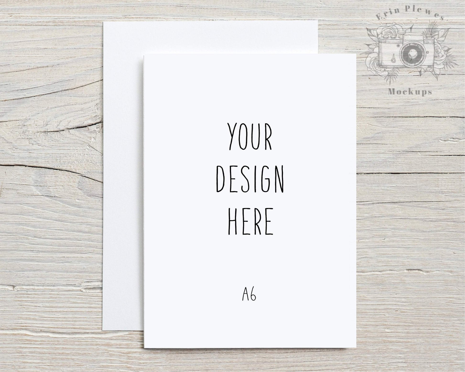 Erin Plewes Mockups A6 Greeting card mockup with white envelope, Thank you card mock-up size A 6 for rustic wedding invitation, Jpeg Instant Digital Download