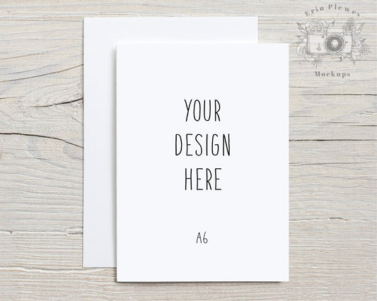 Erin Plewes Mockups A6 Greeting card mockup with white envelope, Thank you card mock-up size A 6 for rustic wedding invitation, Jpeg Instant Digital Download