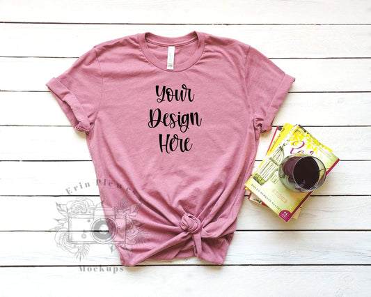 Erin Plewes Mockups Bella Canvas 3001 Mauve Flat Lay Mockup, Bella Canvas Mockup, Tshirt Mockup, Unisex Tee Mockup, T-shirt Flat Lay Mock up