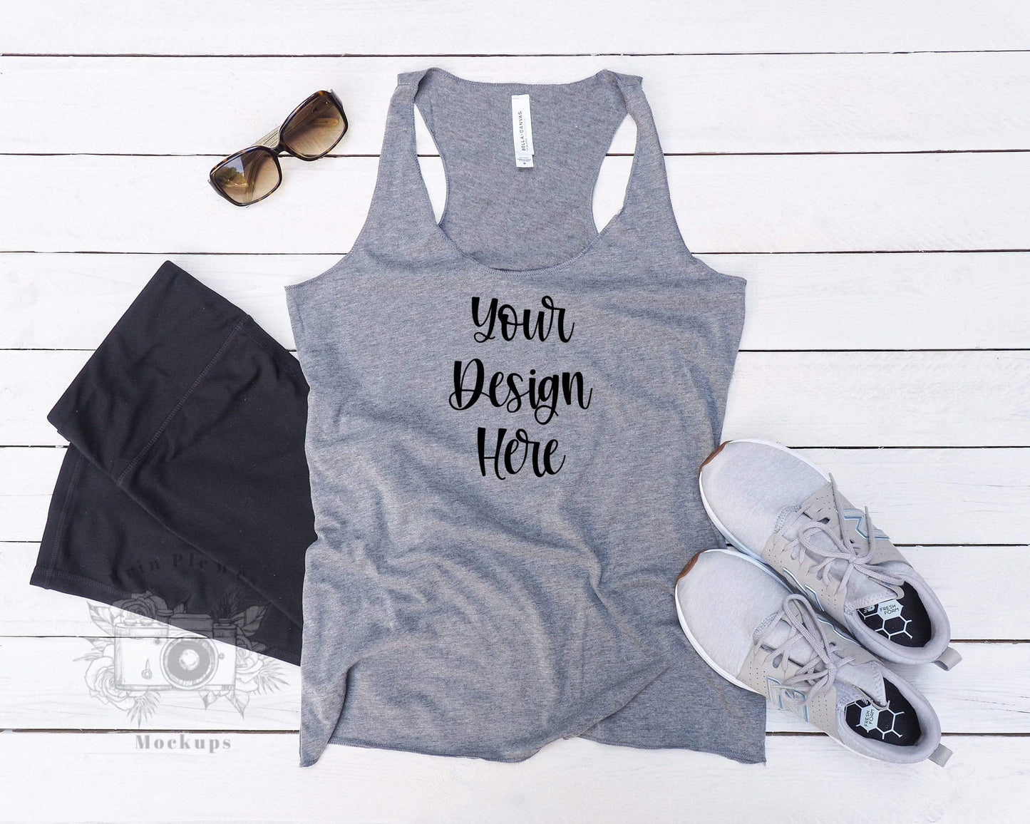 Erin Plewes Mockups Bella Canvas 8430 Mockup, Bella Canvas Grey Tshirt Mockup, Flat Lay Mock-up, Instant Digital Download Template Jpeg