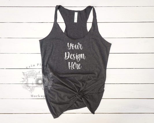 Erin Plewes Mockups Bella Canvas Tank Mockup, Bella Canvas 8430 Charcoal Gray Tank Mockup for Lifestyle Stock Photos, Instant Digital Download Jpg
