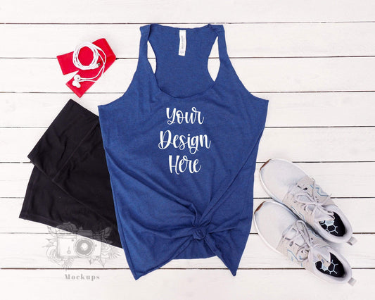 Erin Plewes Mockups Bella Canvas Tank Mockup, Bella Canvas Navy 8430 Tshirt Mockup, Flat Lay Mock Up, Digital Download Jpeg