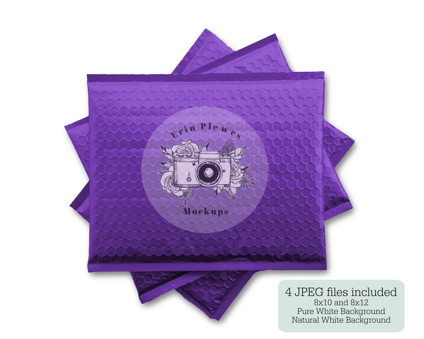 Erin Plewes Mockups Bubble Mailer Mock Up, Purple Poly Mailer Mock Up Set, Mailing Package Stock Photo, Jpeg Instant Digital Download Template