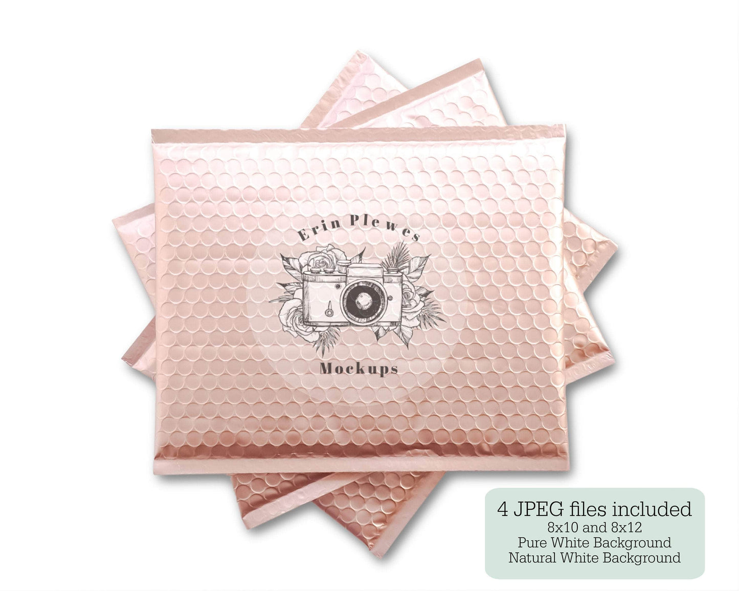 Erin Plewes Mockups Bubble Mailer Mockup, Rose Gold Package Mock Up, Pink Poly Mailer Set Stock Photo, Jpeg Instant Digital Download Template