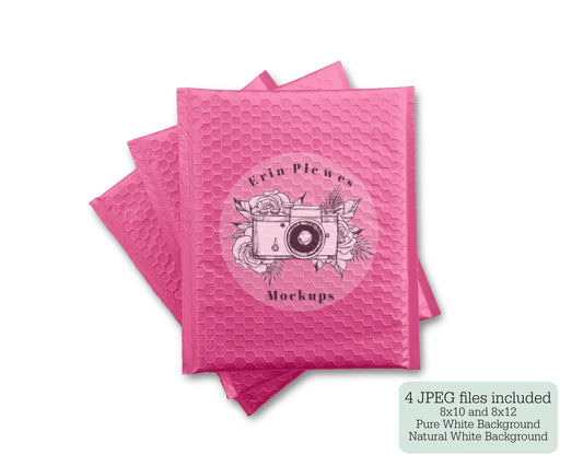 Erin Plewes Mockups Bubble Mailer Mockup Set, Pink Bag Mock Up Flat Lay, Pink Poly Mailer Stock Photo, Jpeg Instant Digital Download Template