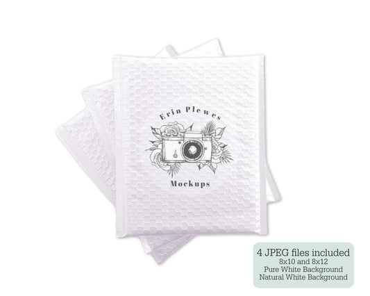 Erin Plewes Mockups Bubble Mailer Mockup, White Poly Mailer Mock Up, Bag Stock Photo Flat lay, Jpeg Instant Digital Download Template