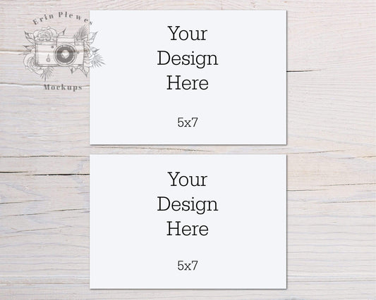 Erin Plewes Mockups Card Mockup 5"x7" Landscape, Front Back Greeting Card Mock Up, Double Stationery Mock Ups, Jpeg Instant Digital Download