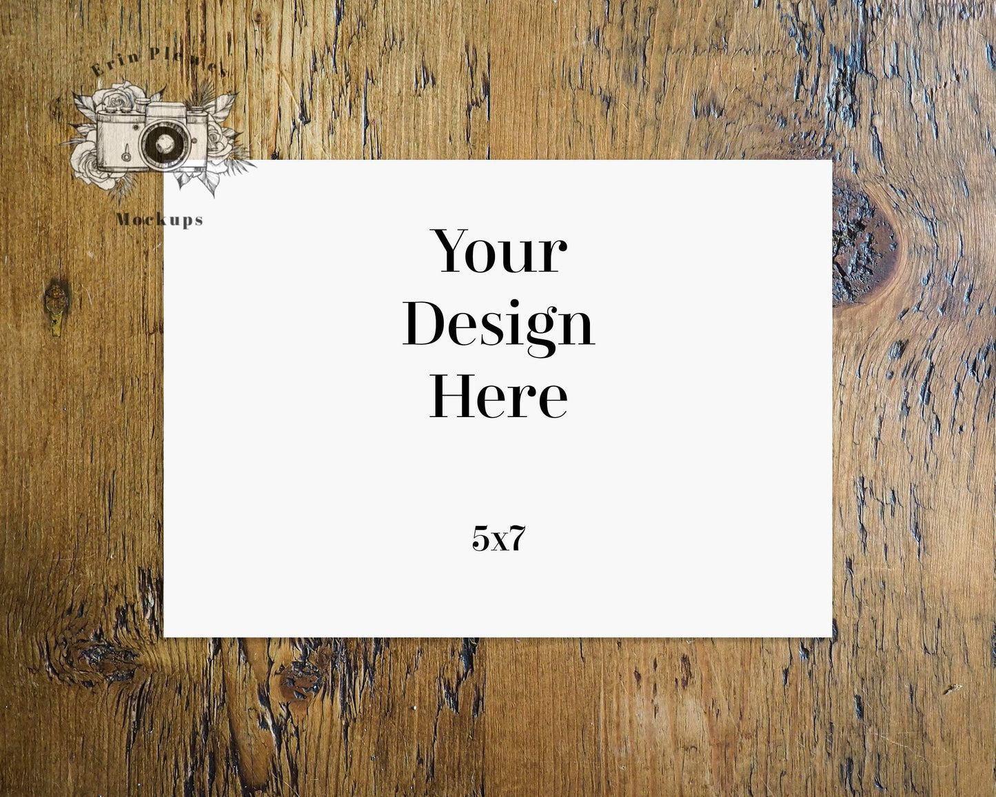 Erin Plewes Mockups Card Mockup 5x7, Greeting Card mockup for rustic thank you note, 5x7 Print Mock-up, Jpeg instant Digital Download Template