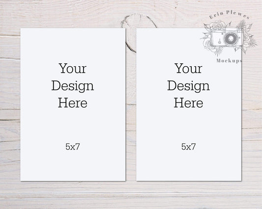 Erin Plewes Mockups Card Mockup 5x7, Greeting Card Set Mock Up, Front Back Stationery Mock Ups, Double Card Suite Stock Photo, Jpeg Instant Digital Download