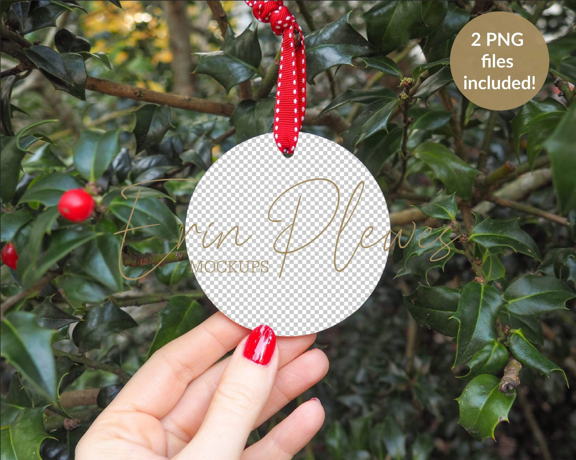 Erin Plewes Mockups Christmas mockup round ornament, white blank Holiday decoration mock-up for template design and stock photography, JPG PNG Digital Download