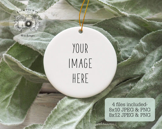 Erin Plewes Mockups Christmas Ornament Mockup, Round ornament mock-up, Ornament mock up stock photo, Instant Digital Download Template Jpeg PNG