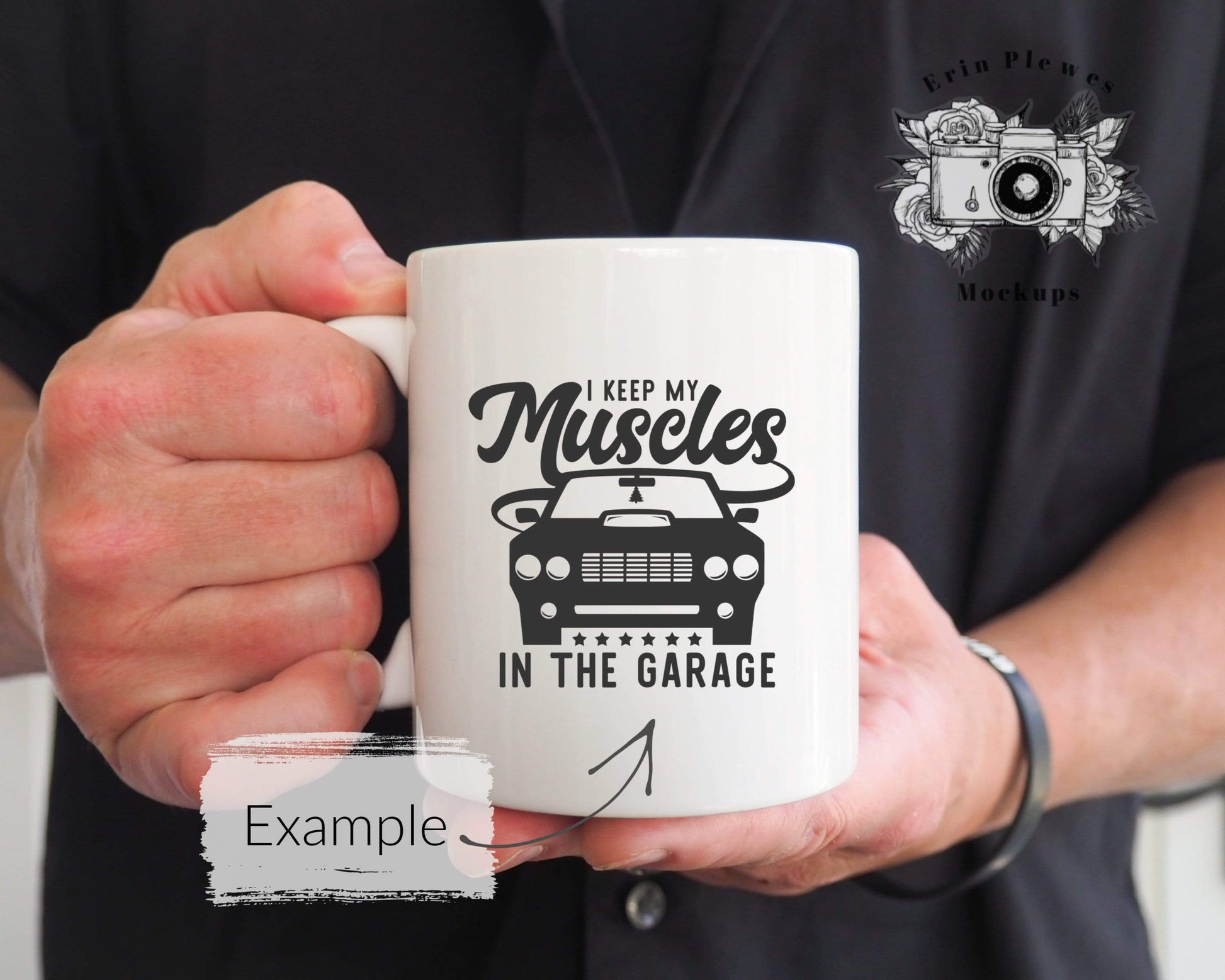 Erin Plewes Mockups Coffee Mug Mockup, 11 oz Mug Mock Up With Man Hands Photo, Digital Download Jpeg Masculine Stock Photography Template
