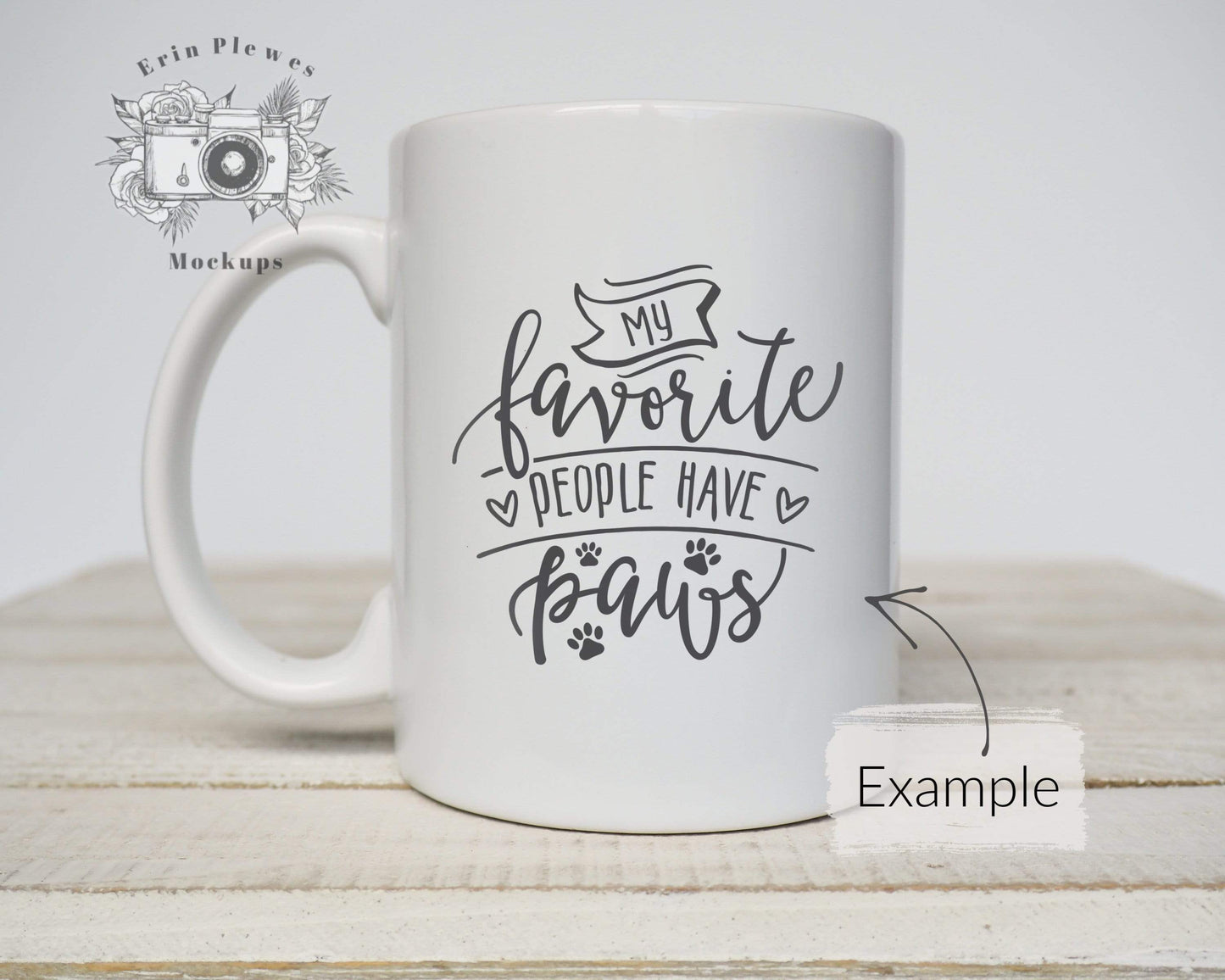 Erin Plewes Mockups Coffee Mug Mockup, 11oz Mug Mockup on Rustic White Washed Wood, Minimalist Mock-up Jpeg, Digital Download Template