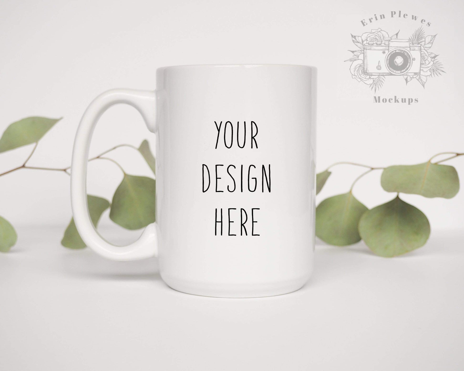 Erin Plewes Mockups Coffee Mug Mockup, 15 oz Mug Mockup for Left Hand Clean Styled Stock Photography, Digital Download Jpeg White Minimalist Mockups
