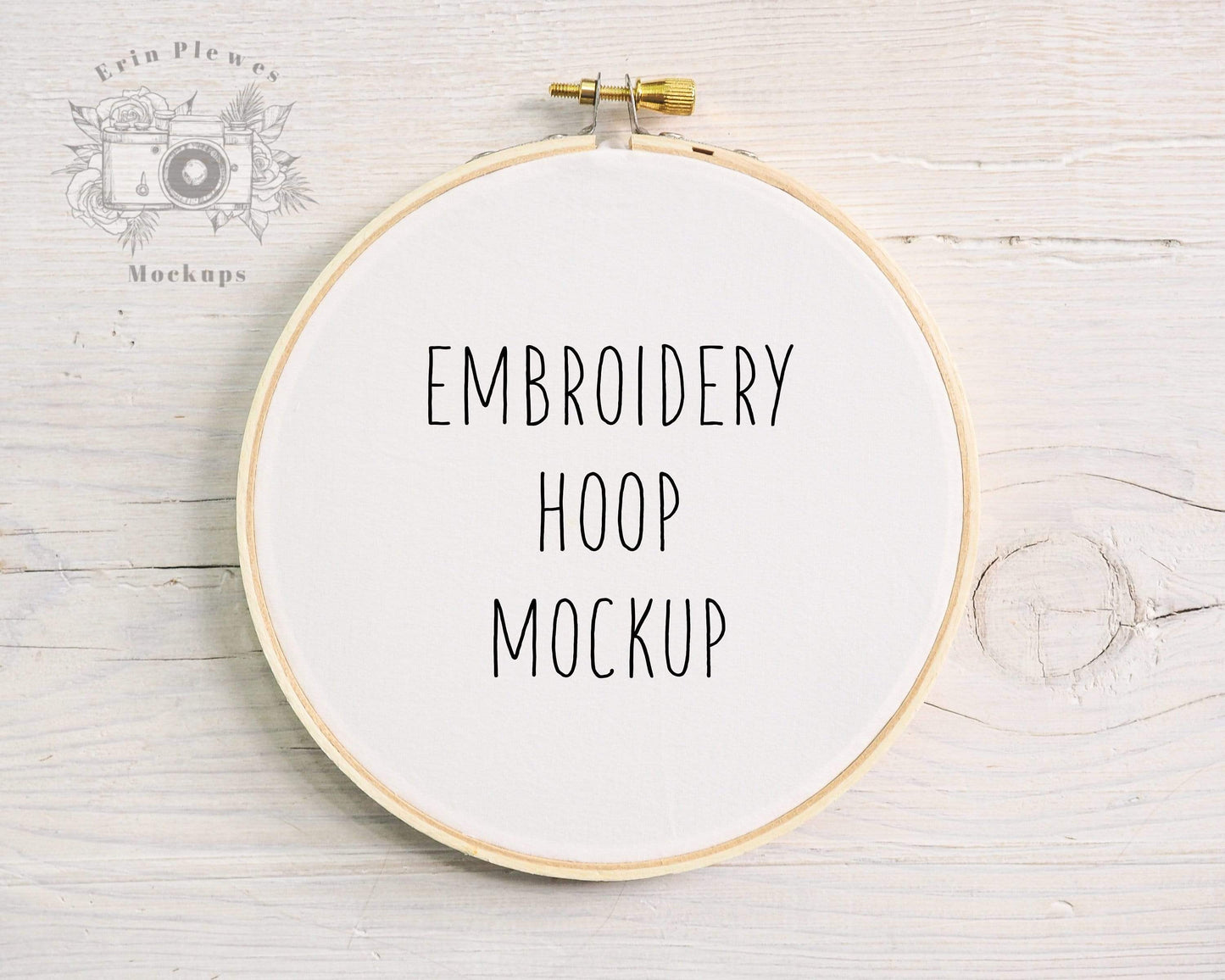 Erin Plewes Mockups Cross Stitch Mockup, Embroidery hoop mockup on rustic white wood, Sewing Mock-up JPG Digital Download Template