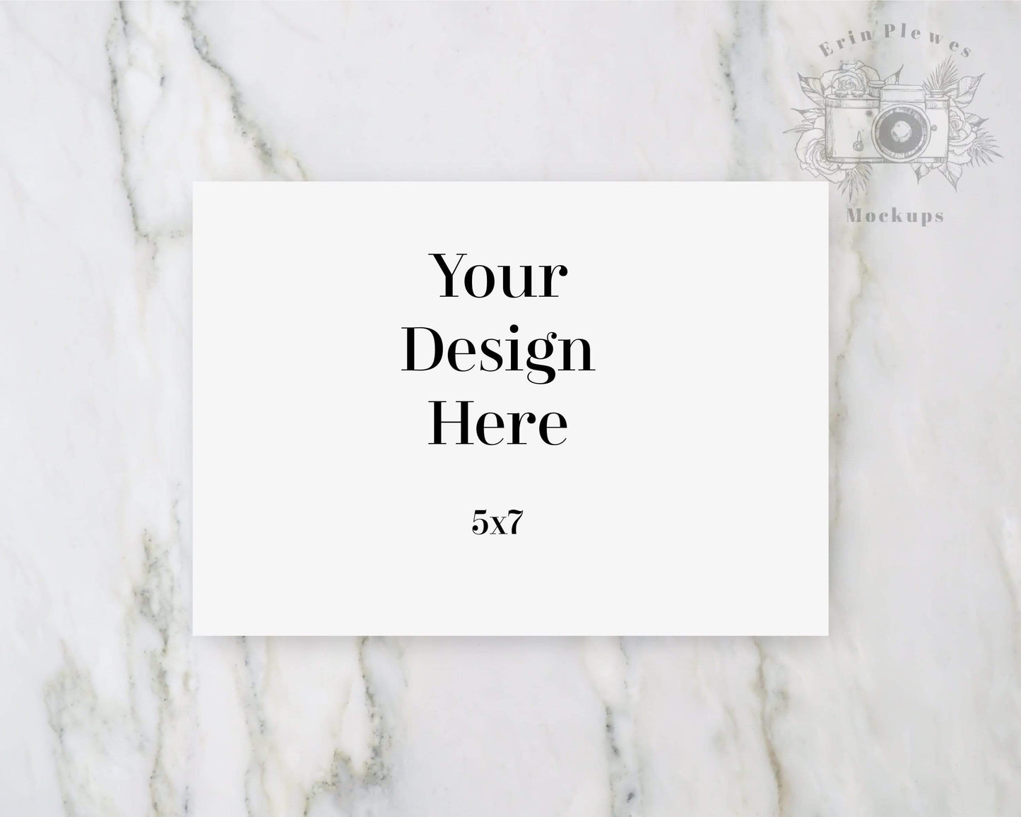 Erin Plewes Mockups Greeting card mockup 5x7, Invitation mock up for wedding thank you stationery flatlay on marble, Jpeg instant Digital Download Template
