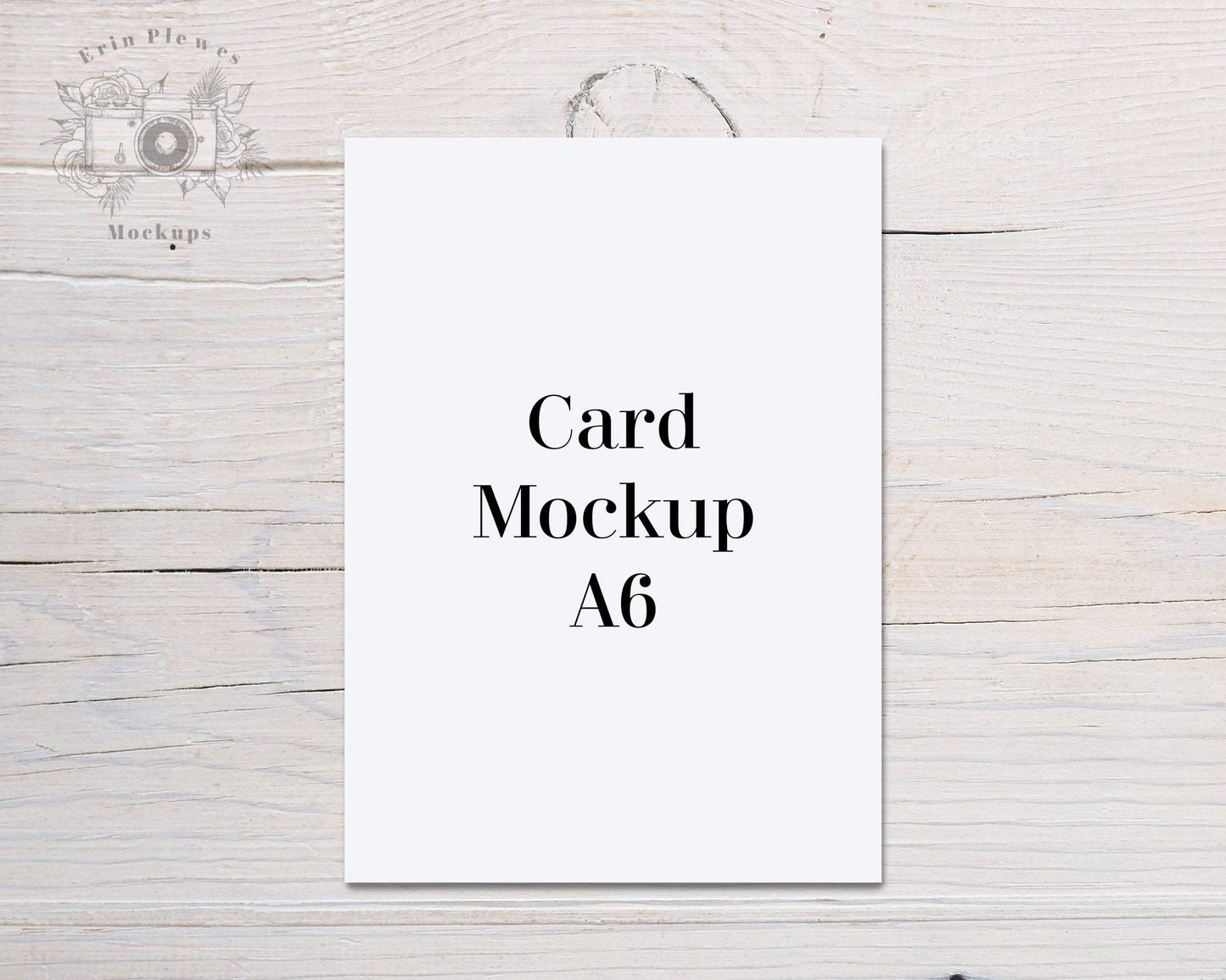 Erin Plewes Mockups Greeting card mockup A6, Card mock-up for rustic wedding thank you note on white wood, Jpeg Instant Digital Download Template