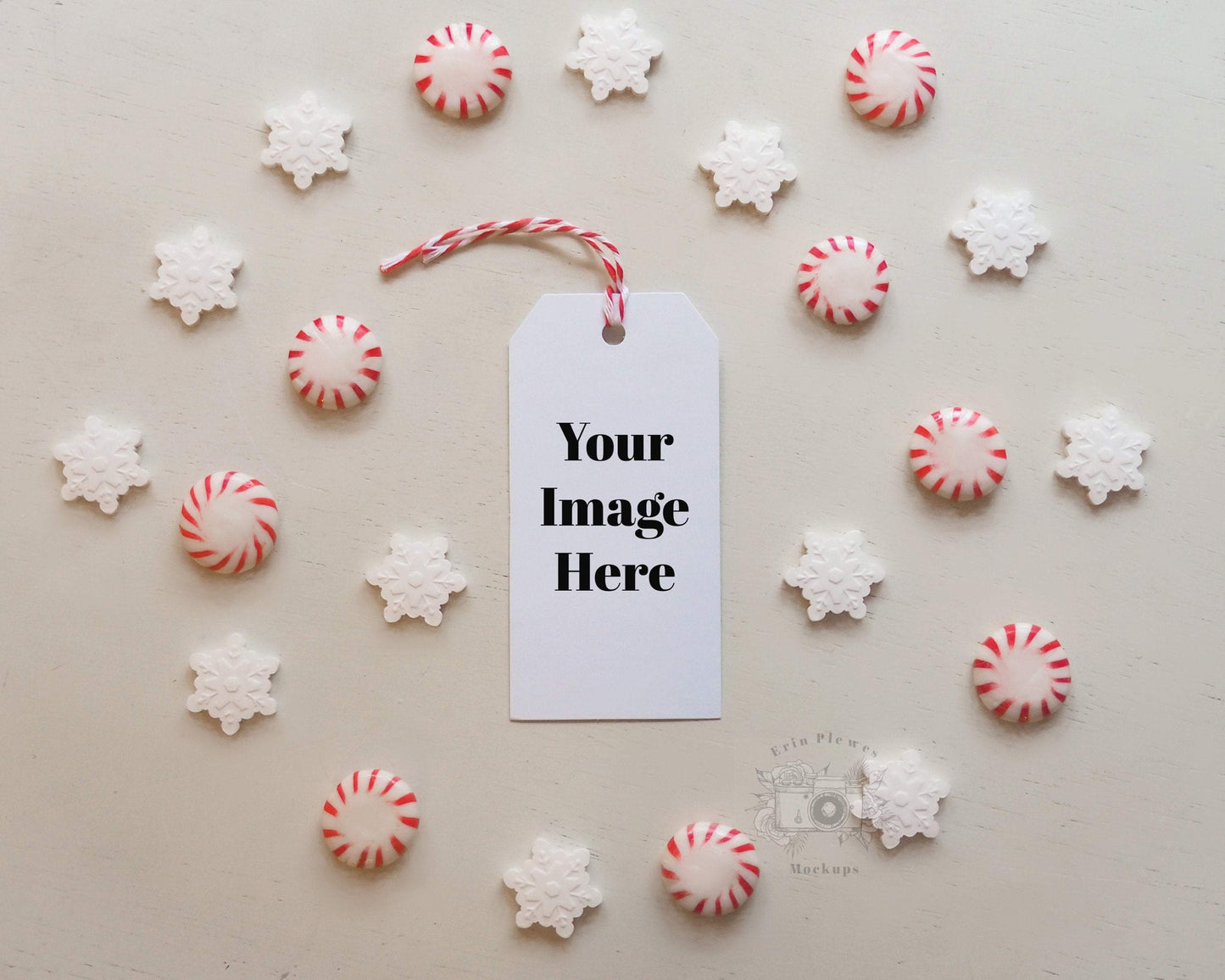 Erin Plewes Mockups Holiday label mock-up, Christmas gift tag mockup for flat lay template design and stock photography, JPG instant download