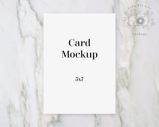 Erin Plewes Mockups Invitation mockup, 5x7 Greeting card mock-up flatlay on marble, Jpeg instant Digital Download Template Mock ups