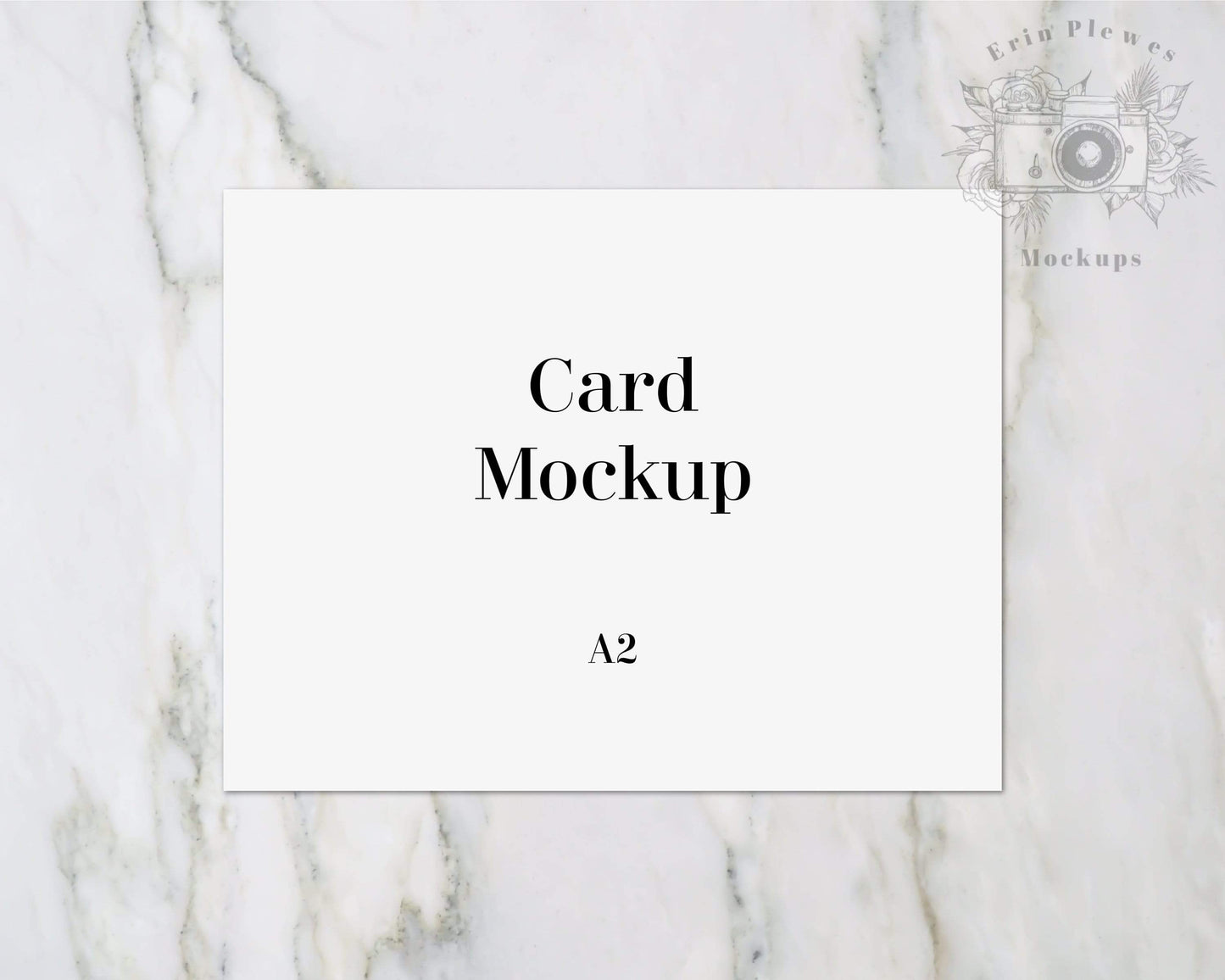 Erin Plewes Mockups Invitation Mockup, A2 Greeting card mock up for birthday party thank you note on marble, Jpeg Instant Digital Download Template