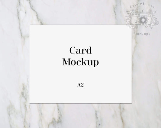 Erin Plewes Mockups Invitation Mockup, A2 Greeting card mock up for birthday party thank you note on marble, Jpeg Instant Digital Download Template