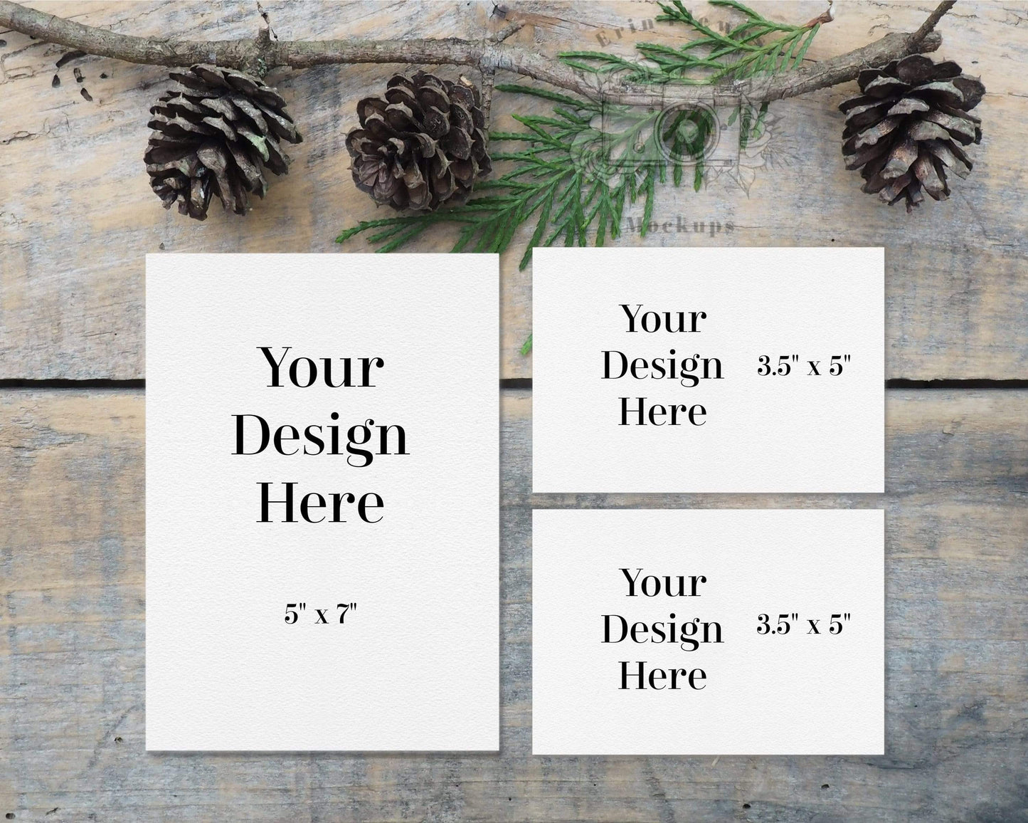 Erin Plewes Mockups Invitation mockup, Christmas card mockup for rustic winter wedding stock photo, Jpeg instant Digital Download Template