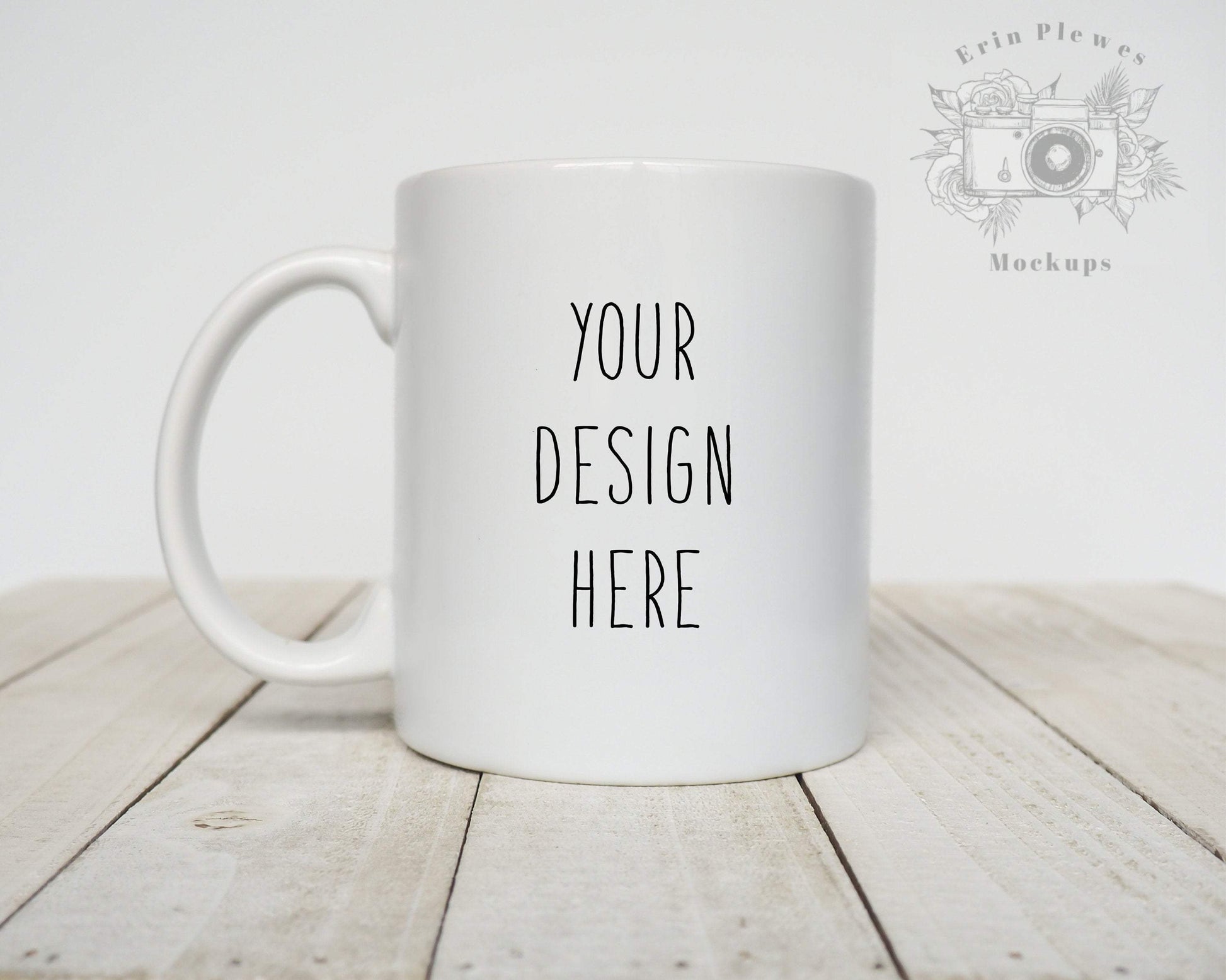Erin Plewes Mockups Mug Mockup, 11 oz White Coffee Mug Mock-up for Styled Stock Photography, Digital Download Jpeg Minimalist Mockups
