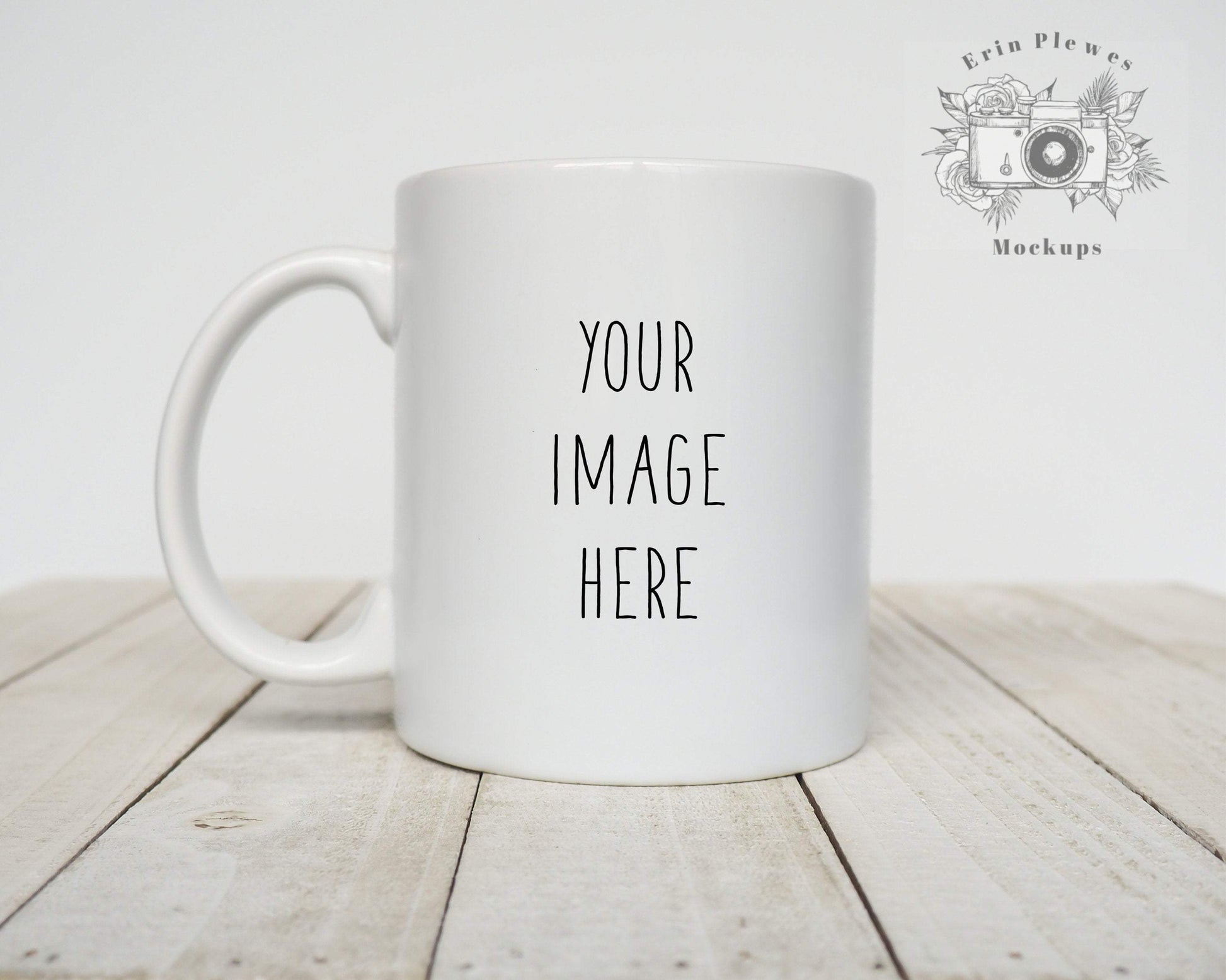 Erin Plewes Mockups Mug Mockup, 11 oz White Coffee Mug Mock-up for Styled Stock Photography, Digital Download Jpeg Minimalist Mockups