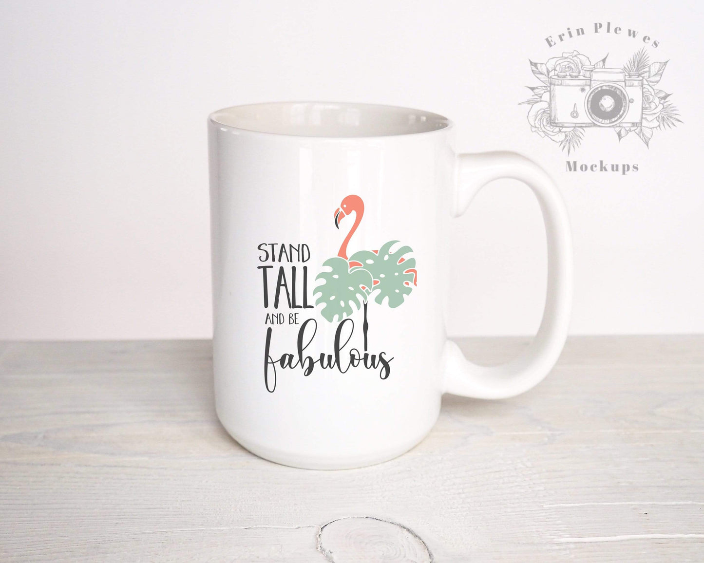 Erin Plewes Mockups Mug Mockup 15 oz, Coffee Mug Mock Up on Rustic White Wood, Minimalist Stock Photo, Jpeg Instant Digital Download Template