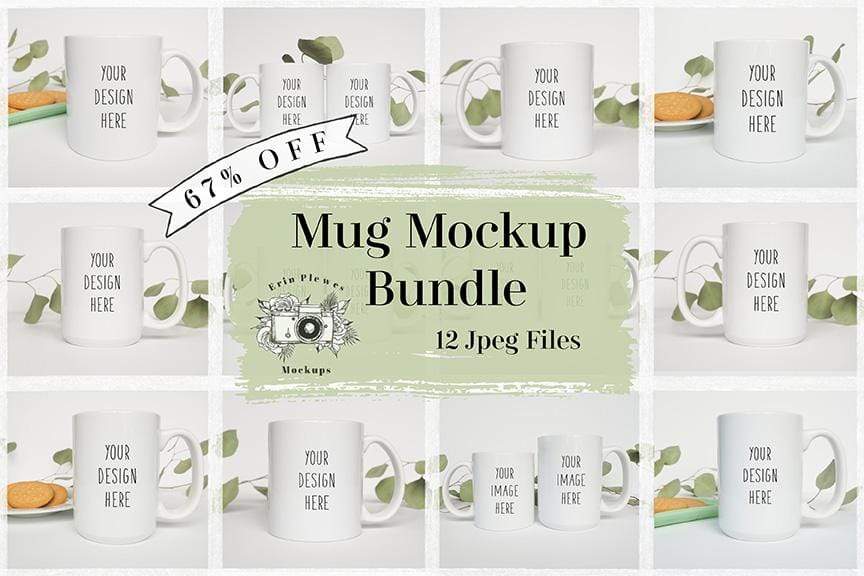 Erin Plewes Mockups Mug Mockup Bundle, Coffee mug mockup bundle of 11oz and 15oz mugs for lifestyle nature styled stock photos, Digital Download Jpeg Template