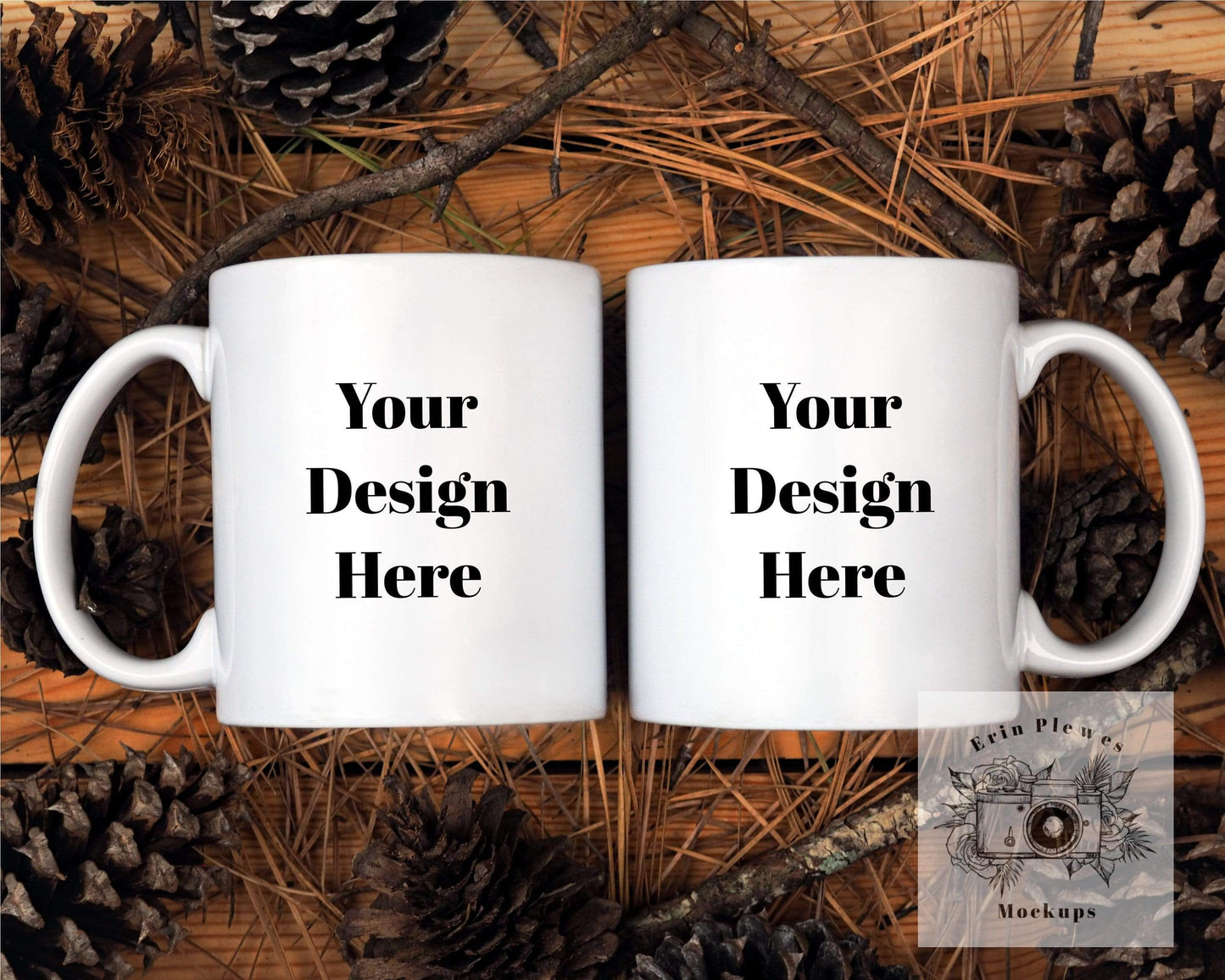 Erin Plewes Mockups Mug Mockup Bundle in Nature, White mug mockup bundle for Christmas stock photography, Jpeg Instant Digital Download