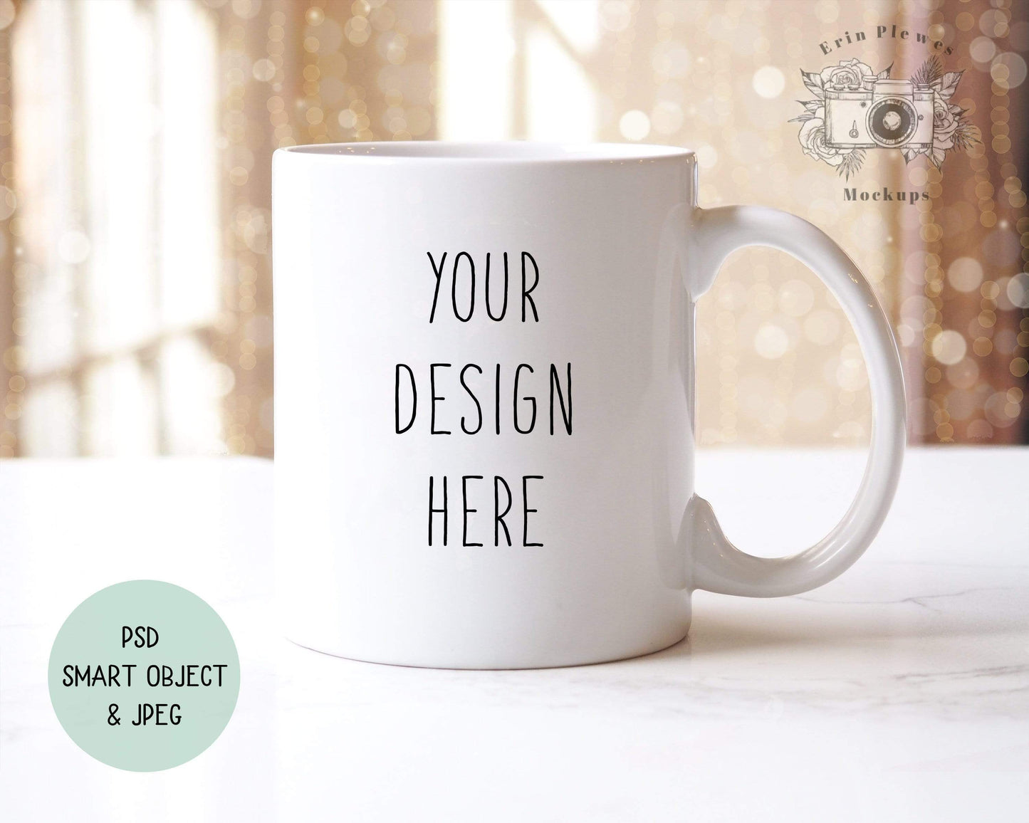 Erin Plewes Mockups Mug Mockup Smart Object, 11 oz Coffee Mug Mock Up for Lifestyle Styled Stock Photo , White Mug Mock-up Template, Digital Download Jpeg PSD