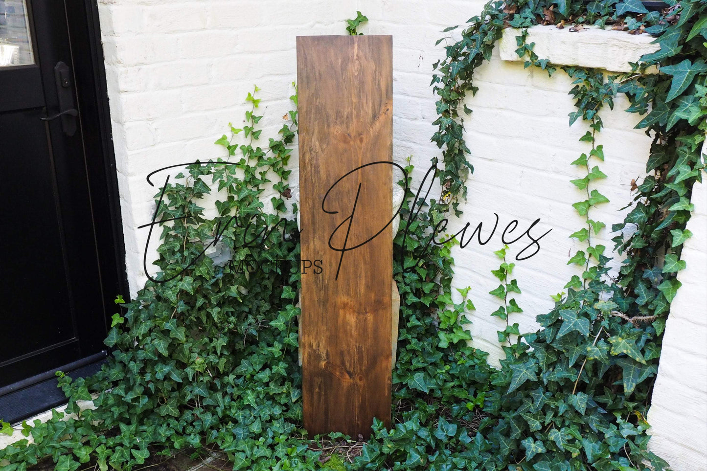 Erin Plewes Mockups Porch Sign Mockup, Large Wood Sign Mock Up 12" x 48", Rustic Wood Frame Mock-up 1' x 4', Brown Farmhouse Style Sign Template