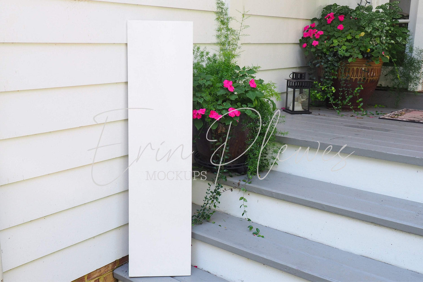 Erin Plewes Mockups Porch Sign Mockup, Rustic White Wood Frame Mock Up 12" x 48", Large Wood Sign Mock-up 1' x 4', Farmhouse Style Board Template