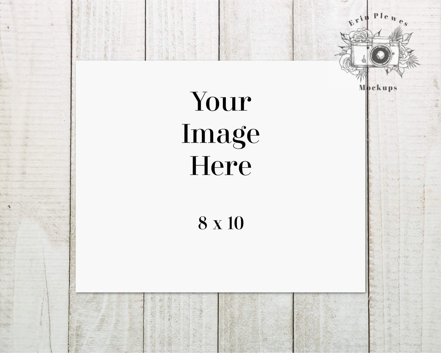 Erin Plewes Mockups Poster Mockup Landscape, 8x10 Print mockup on gray rustic wood boards, Paper mock up, Instant Digital Download Template JPG