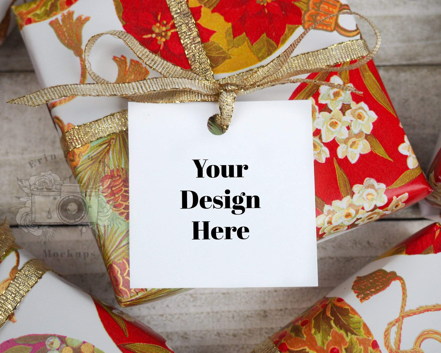 Erin Plewes Mockups Square gift tag mockup, Christmas label mock up for presents and Wedding stock photography, Jpeg Instant Digital Download