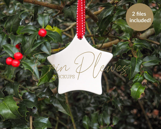 Erin Plewes Mockups Star ornament mockup, blank christmas mock-up for wedding favor and lifestyle stock photography, Jpeg Instant digital download template